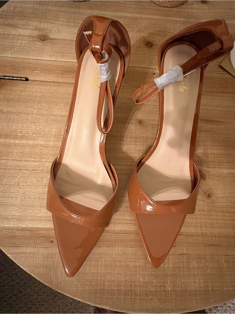 Women’s Pointed Toe Ankle Strap Pumps - Brown - 3 inch
